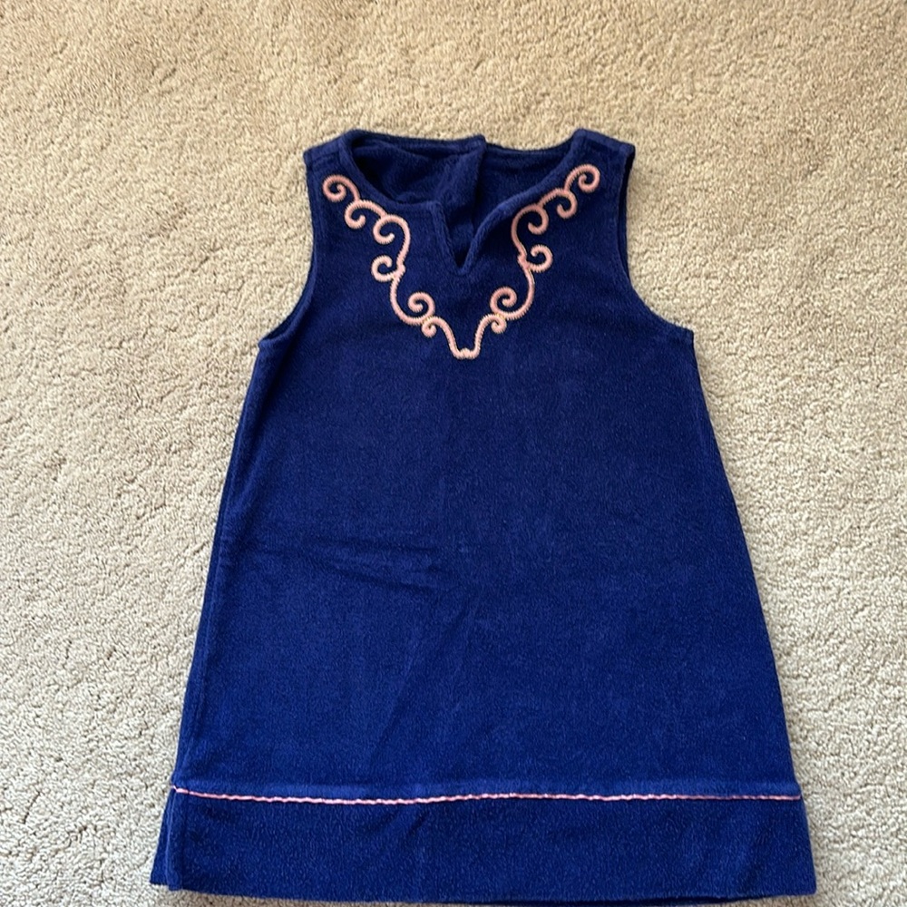 Janie and Jack navy cover up with pink embroidered detail size 3
